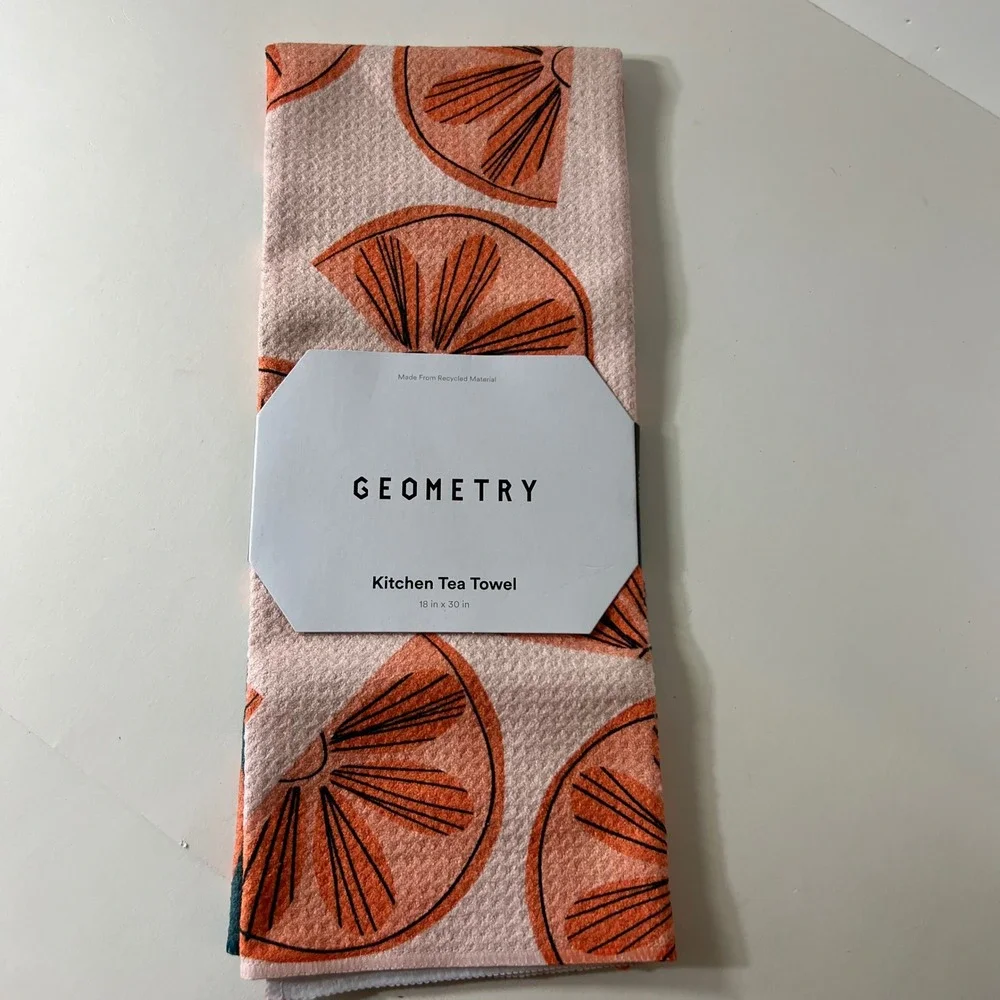 Geometry Kitchen Tea Towels Orange Slices Design Orange NWT